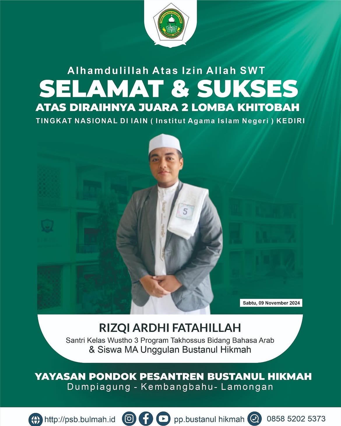 Alhamdulillah Atas izin Allah SWT Selamat dan sukses Atas diRaihnya JUARA 2 LOMBA KHITOBAH SE NA